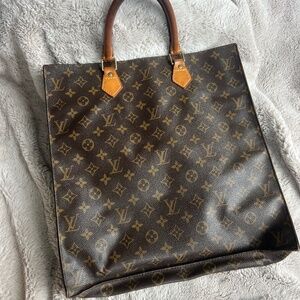 Vintage Louis Vuitton Monogram Guaranteed Sac Plat Tote Hand Bag Malletier
